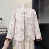 Novo Casaco de Primavera com Pintura de Paisagem Estilo Chinês para Mulheres, Jaqueta Fina Elegante com Botões de Alta Qualidade, Top Estiloso que Rejuvenesce para Mães