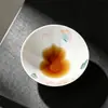 Taza de calabaza con peonías pintadas a mano Mojie, taza de maestro, juego de té de cerámica, taza de té personal, taza de degustación de té, trae riqueza y fortuna