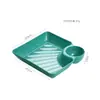 Plato de plástico estilo japonés para dumplings con platillo para vinagre escurridor plato casero para dumplings postre postre plato para sushi repostería comercial al por mayor
