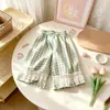 2026 Novo Estilo Calças de Verão para Meninas Estilo Coreano Xadrez Bolinhas Cereja Floral Renda Barra Soltas Estilosas Fofas Curtas