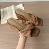 Chanclas Retro Tejidas con Cuña Estilo Vacacional para Mujer, Sandalias Cuadradas Abiertas Casuales y Versátiles en Blanco y Marrón