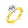 Anillo de Moissanita Clásico de Seis Garras al por Mayor en Stock para Mujer, Chapado en Platino Plata S925, Anillo de Compromiso y Boda Simple y Versátil