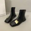 Moda Emagrecimento Preto Sensação Pequeno Alto Padrão Temperamento Novo Estilo Botas Curtas Femininas 2026 Primavera Outono Botas Simples Sapatos Botas de Bico Quadrado Francês