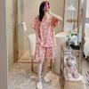 Pijamas de verano para mujer, pantalones cortos finos de manga corta, novedad de 2025, ropa de verano con dibujos animados para el hogar, prendas de vestir exteriores
