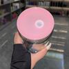 Vaso de sublimación de vidrio de color de 16 oz con tapa de color, transparente, esmerilado, con logotipo de transferencia térmica.