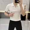 Camisa Polo de Verano 2026 Nueva de Gama Alta con Media Cremallera y Cuello Campana para Hombre, Camiseta de Punto Casual de Negocios de Manga Corta, Venta Directa