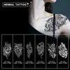Adesivos de Tatuagem de Suco Herbal Flor e Cobra Simples, À Prova d'Água e Suor, Sensação de Alta Qualidade, para Homens e Mulheres, para Braços, Clavículas e Costas, Não Refletivos