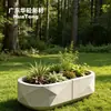 Vaso de fibra de cimento com padrão de pedra cinza claro, com aparência realista semelhante à pedra, para paisagismo de jardim e áreas verdes, vaso grande feito sob medida