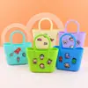 Bolsa cesta de silicone infantil DIY porta-moedas de desenho animado mini bolsa com furos bolsa de praia portátil para armazenamento