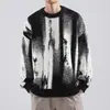 Tricô de Cor Contrastante Masculino Primavera e Outono Americano High Street Macio Cera Casual Tricô Tamanho Grande Malha Solta Jaqueta Moletom