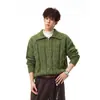 Novo suéter masculino casual de outono e inverno, estilo estético de rua, com textura de tricô grosso em trança e design de meio zíper