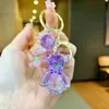 Llavero acrílico de oso colorido electrochapado creativo, lindo estilo de pareja, exquisito colgante de bolso para mujer