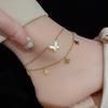 Tobillera Moderna de Acero de Titanio de Doble Cara con Corazón de Doble Capa para Mujer Chapada en Oro de 18K Nueva Versátil No se Desvanece de Moda Lujosa Accesible Tobillera