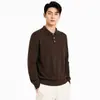 Camisa Polo de Tricô com Gola Lapela Estilo Old Money de Luxo Leve Masculina Outono/Inverno 2026 Novo Suéter de Manga Longa com Textura de Canelado Vertical Masculino