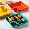 Bandeja de Plástico Quadrada Estilo Japonês Prato de Jantar para Frango Frito Prato de Plástico Criativo Doméstico Prato para Bolinhos com Vinagre
