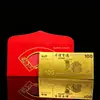 Año del Caballo Billete de Oro Cien Yuan Lámina de Oro Billete Conmemorativo Estuche Acrílico Sobre Rojo Seguro Banco Festival Promoción Regalo