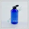 Garrafa Azul com Tampa de Borboleta 220ml, Frasco para Loção de Água, Garrafa PET com Tampa Flip-Top 220ml, Frasco para Limpador Facial, Frasco Refil para Gel de Banho