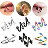 Brinco de Aço Inoxidável Europeu e Americano Cruzado em Forma de S, Piercing de Língua, Piercing de Nariz Colorido, Piercing de Lábio de Aço Titânio com Formato Especial, Joia para Body Piercing