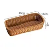 Cesta de Armazenamento Pequena de Rattan Sintético para Frutas Cesta de Armazenamento Trançada Cesta de Lanches para Restaurante Cesta para Batatas Fritas Cesta de Armazenamento para Mesa Venda por Atacado