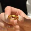 Anillo Abierto Trenzado Chapado en Oro Real, Anillo para Dedo Índice Estilo Vintage Francés, Anillo de Joyería de Lujo Ligero de Nicho de Gama Alta