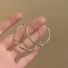 Pendientes de Borla de Metal y Perla Estilo Coreano de Lujo Ligero con Flores Afelpadas, Diamantes Brillantes, Felpa de Copo de Nieve, Pendientes Modernos y Versátiles