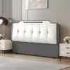 Nuevo Modelo Cabecero de Madera Maciza con Cubierta Suave y Respaldo de Pie Integrado, Cabecero Individual para Compra por Separado, Cabecero de Cama Matrimonial