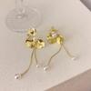 Brincos de Metal Flor Pérola Moda 2024 Brincos Distintivos Retro Francês