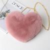 Bolsa de corazón de durazno, bolsa de felpa en forma de corazón, bolsa de cadena para niña, bolsa con cremallera, bolsa para teléfono móvil, bandolera, bolsa de mensajero, en stock, venta al por mayor
