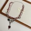 Collar con Colgante de Corazón de Flor de Subcultura de Diseño Nicho para Mujer Choker Diablo Gótico Apilado Grava Cadena Clavícula