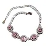 Pulsera de flor y mariposa con gema rosa Padparadscha, sensación de lujo ligero y alta gama, accesorio de moda elegante y dulce para banquetes