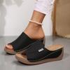 Comercio Exterior Talla Grande 43 Sandalias de Cuña de Una Sola Línea Suela Gruesa Boca de Pez Verano 2025 Playa Punta Abierta Calzado de Exterior Zapatos Mecedores