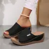 Sandalias de cuña de una tira talla grande 43 con suela gruesa y punta de pez, verano 2025, playa, puntera abierta, zapatos mecedora para exteriores