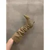 Botas altas de tacón color caqui hasta la rodilla, zapatos de mujer, nueva colección otoño/invierno 2024, punta fina, ajustadas, de caña larga, estilo ecuestre