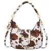 Bolsa Feminina Meia-Lua de Axila Estilo Coreano 2026 Outono Nova Chegada Crina Padrão Leite Textura Retrô Ombro Único Mini Crossbody