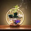 Aquário Criativo de Vidro para Peixe Dourado Decoração Circulante de Água para Mesa de Sala de Estar Pequeno Aquário Doméstico da Sorte Mini Vasilha para Peixe