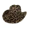 Chapéu de Cowboy Personalizado com Estampa de Leopardo Outono e Inverno Moda Estampada Transfronteiriça Chapéu de Balde Espesso Quente de Pelúcia Chapéu de Leopardo Chapéu de Festa Tendência