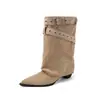 Botas de Cano Curto com Fivela de Cinto Estilo Hot Girl, Bico Fino, Botas Western Cowboy, Novo Design de Nicho Outono 2026 para Mulheres