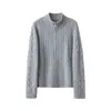 Clásico Lajiia100. ¡Lana! Suave, Cómodo, Tejido de punto trenzado, Cuello alto, Cremallera, Cárdigan, Para mujer, Ropa de abrigo Otoño/Invierno