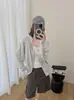 Cardigã de tricô com capuz estilo coreano, zíper duplo, jaqueta feminina de proteção solar, blusa casual versátil de manga longa, nova peça para usar por baixo no outono e inverno