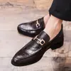 Desea Patrón de Cocodrilo Británico Casual para Hombre Estilo Coreano Moda Tendencia Peluquero Zapatos de Cuero Zapatos de Caña Baja Zapatos de Hombre