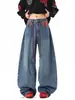 Jeans de Cuadros Scimitar de Calle Alta Americana para Mujer Otoño e Invierno 2025 Nuevo Diseño Pantalones Casuales de Pierna Ancha Pantalones Scimitar