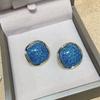 Pendientes de resina con forma de aguja cuadrada de plata S925, con luz francesa, de lujo, con estilo de celebridades de Internet, para mujer, venta al por mayor