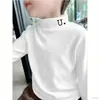 Blusas Térmicas Espessas Escovadas de Manga Longa com Gola Alta Meia para Meninos e Adolescentes