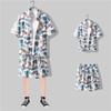 Camisa de praia de flores da ilha de Hainan terno de manga curta masculino Havaí Sanya Viagem Lazer casal shorts camisa homens e mulheres