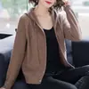 Abrigo-suéter con capucha para mujer, nuevo top casual primavera y otoño 2026, cárdigan de punto, prenda exterior de nicho