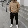 Conjunto deportivo casual con sudadera con capucha de peso pesado forrada de polar y pantalones cargo para hombre, talla europea, moda casual, transfronterizo de Amazon