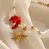 Europa y Estados Unidos transfronterizos súper ventas nuevo estilo INS de moda medieval joyería de mano acero inoxidable chapado en oro de 18 quilates color estrella de mar pulsera