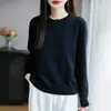 Suéter de Algodón Puro de Manga Larga Estilo Nuevo Primavera 26, Camiseta Básica de Punto de Cuello Semi Alto, Top Elegante y Versátil para Mujer