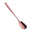 Mango Cuadrado 304 Cuchara Coreana Cuchara de Acero Inoxidable para el Hogar Mango Largo Cuchara para Comer Cuchara para Sopa Cuchara para Mezclar Hotel Cuchara de Mesa Creativa