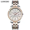 Reloj de Pareja Longbo con Correa de Acero, Reloj de Cuarzo para Hombre y Mujer, Modelo de Venta Caliente Transfronteriza, Calendario, Resistente al Agua, Incrustado con Diamantes, Reloj de Pareja de Alto Valor